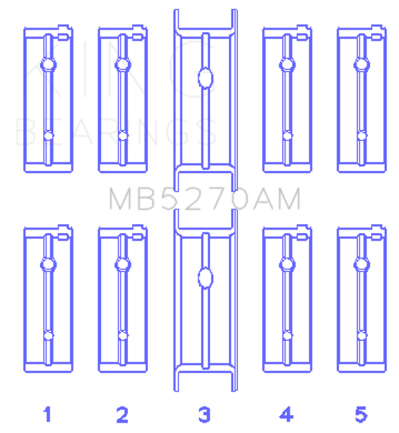 King Engine Bearings Chrysler 148/148 Turbo DOHC 16V/Jeep 148 DOHC 16V Main Bearing Set - Size STD