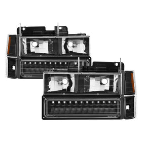 xTune 92-94 Blazer Full Size Corner/LED Bumper Headlights Black HD-JH-CCK88-LED-AM-BK-SET - 0