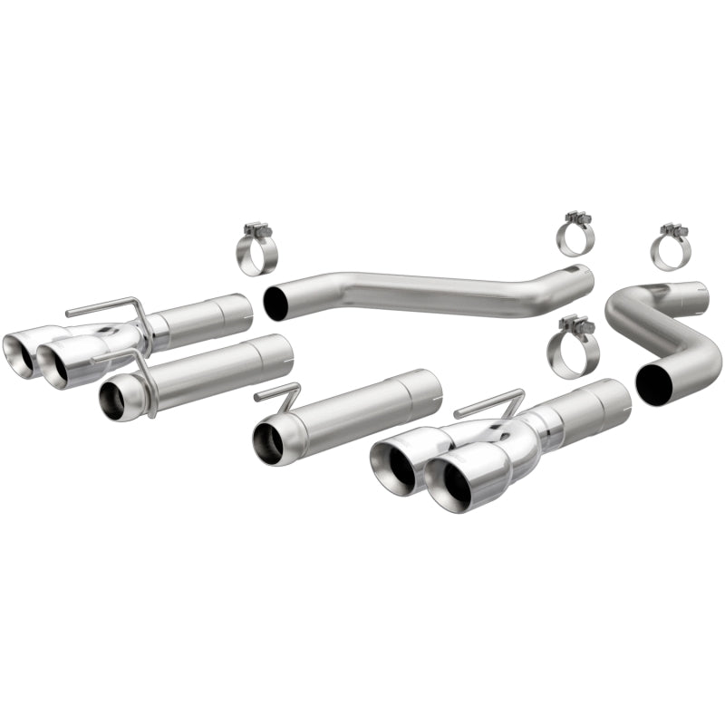 MagnaFlow Axle-Back, SS, 3in, Quad Split Rear 3.5 Tips 2015 Dodge Challenger incl SRT Hellcat - 0