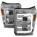 ANZO 11-16 Ford F-250/F-350/F-450 Projector Headlights w/ Plank Style Switchback Chrome w/Amber-8