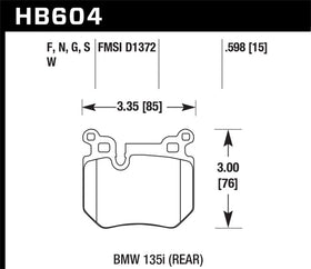 Hawk BMW 135i HPS Street Rear Brake Pads - 0