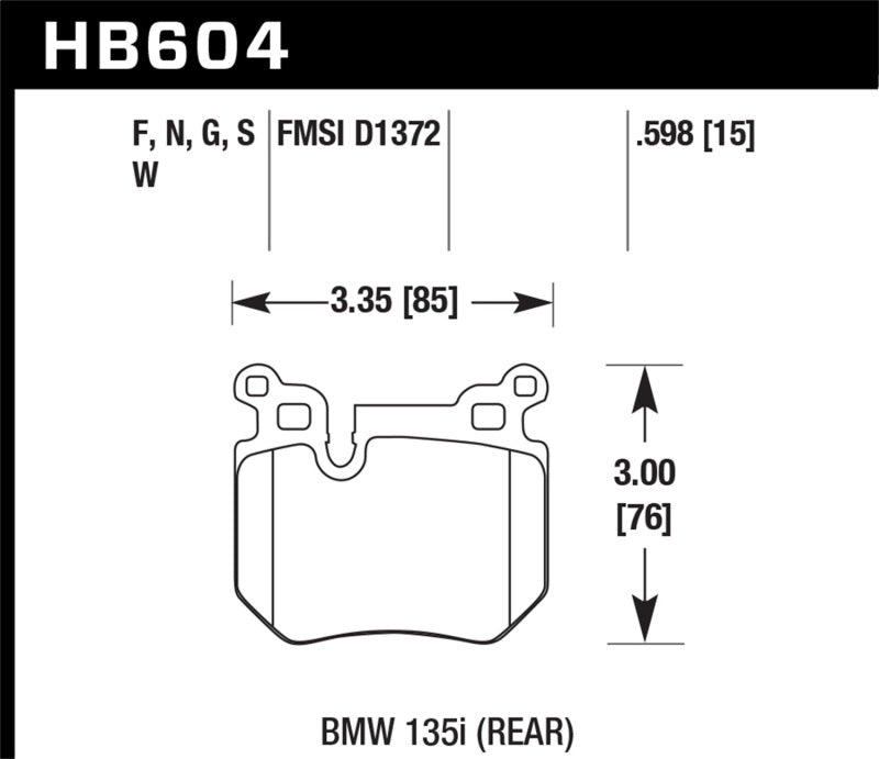 Hawk BMW 135i HPS Street Rear Brake Pads - 0