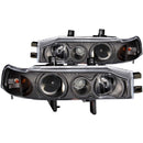 ANZO 1990-1993 Honda Accord Projector Headlights w/ Halo Black 1pc-1