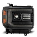 AlphaRex 14-18 GMC Sierra LUXX LED Proj Headlights Plnk Style Alpha Blk w/Activ Light/Seq Signal/DRL-1