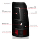 ANZO 2003-2006 Chevy Silverado 1500 LED Taillights Plank Style Black w/Smoke Lens-3