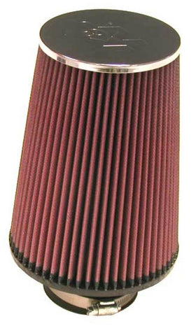 K&N Universal Chrome Round Tapered Air Filter 3in FlangeID / 6in Base OD / 4.5in Top OD / 8in Height - 0