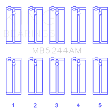 King Honda 91CI/1.5L D15A2/D15A3/D15B1/D15B2/D15B7/D15B8/D15Z1 Main Bearing Set - Size STD - 0