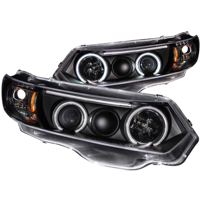 ANZO 2006-2011 Honda Civic Projector Headlights w/ Halo Black (CCFL) - 0