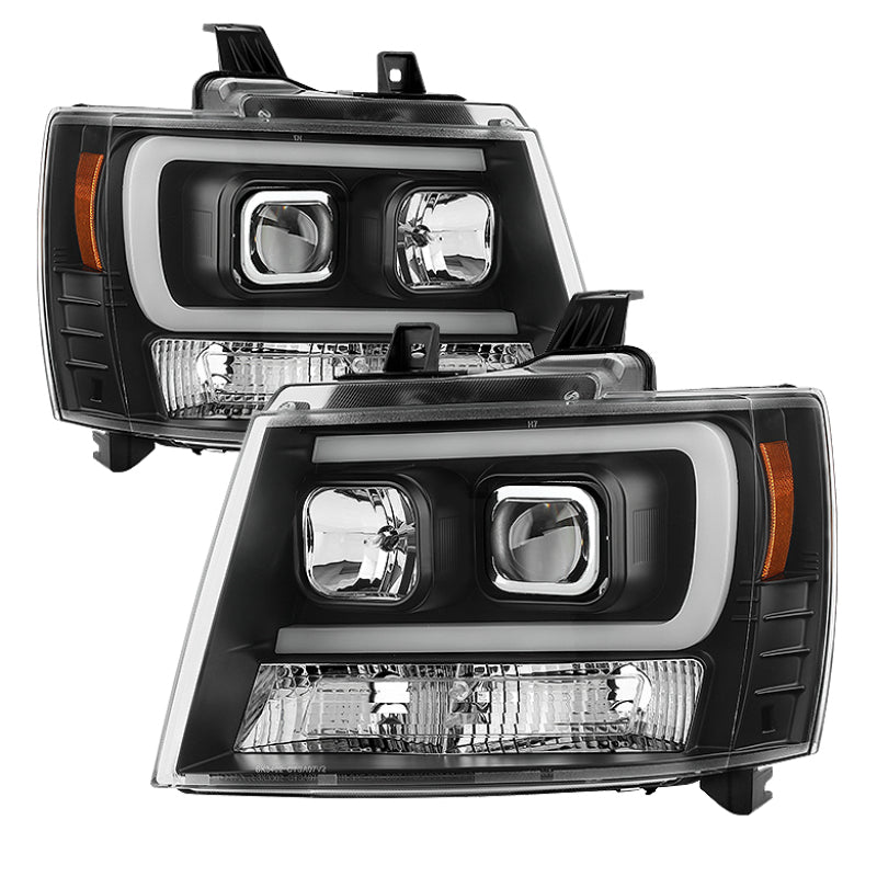 Spyder 07-14 Chevy Suburban/1500/2500/Tahoe V2 Projector Headlights Blk PRO-YD-CSUB07V2-DRL-BK - 0