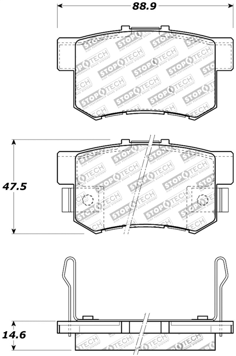 StopTech Performance 08-10 Honda Accord EX/EX-L Coupe / 08-10 LX/LX-P/LX+ Sedan Rear Brake Pads - 0