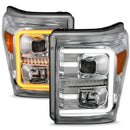 ANZO 11-16 Ford F-250/F-350/F-450 Projector Headlights w/ Plank Style Switchback Chrome w/Amber-9
