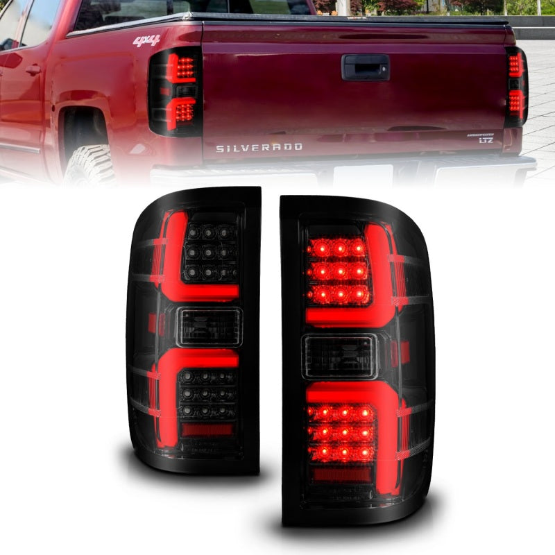 ANZO 15-19 Chevrolet Silverado 2500 HD/3500 HD LED Taillight w/ Sequential Black Housing/Smoke Lens - 0