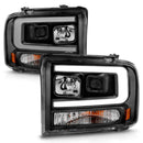 ANZO 99-04 Ford F250/F350/F450/Excursion (excl 99) Projector Headlights - w/ Light Bar Black Housing-3