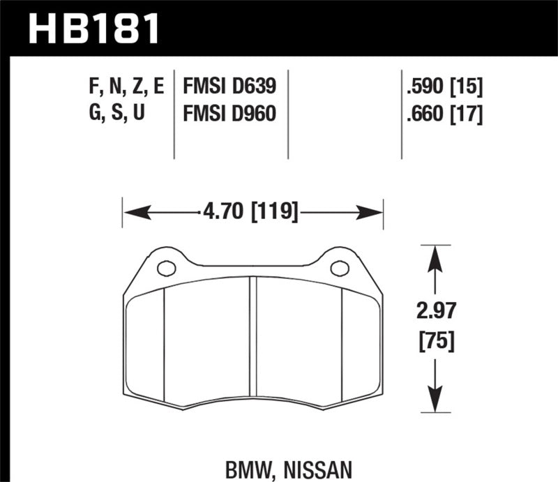 Hawk 94-97 BMW 840CI/850CI HPS Front Street Brake Pads - 0