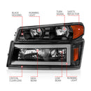ANZO 04-12 GM Colorado/Canyon/I-Series Crystal Headlights - w/ Light Bar Black Housing 4pcs-9