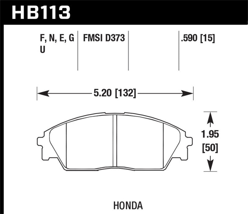 Hawk Honda/ Acura 88-91 Civic Wagon/90-91CRX Si/ 88-90 Prelude S HPS Street Front Brake Pads - 0