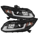 Spyder 12-14 Honda Civic (Excl. 2014 Coupe) Projector Headlights Lgtbr DRL Black PRO-YD-HC12-DRL-BK-1