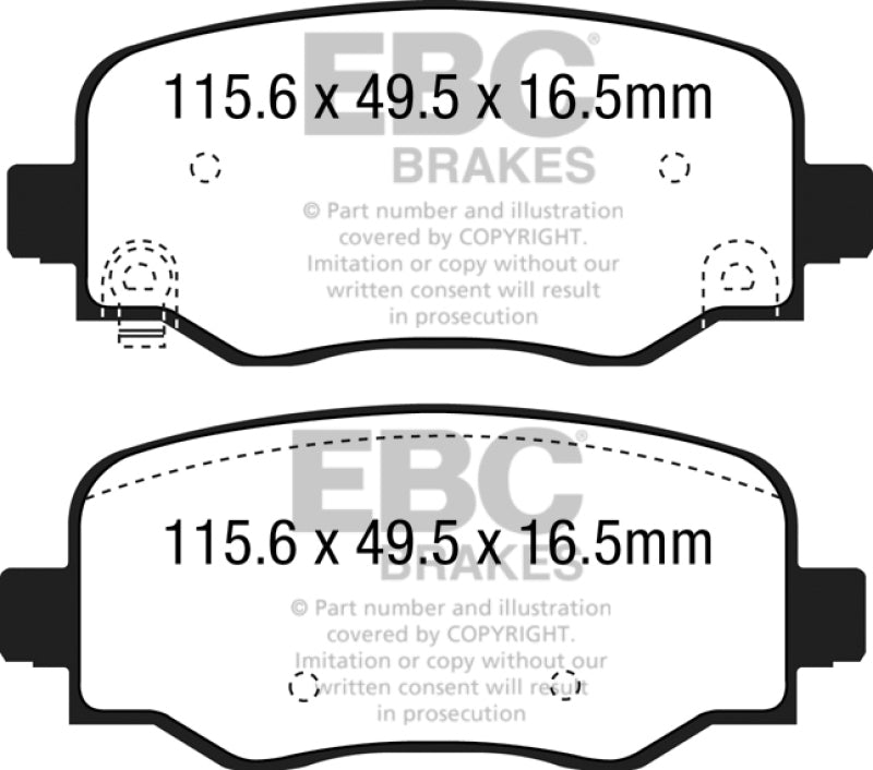 EBC 15+ Fiat 500X 1.4 Turbo Greenstuff Rear Brake Pads - 0