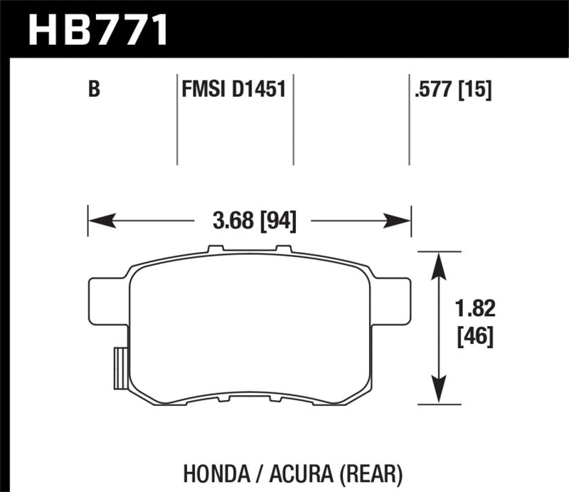 Hawk 08-16 Honda Accord High Performance Street 5.0 Rear Brake Pads - 0