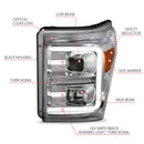 ANZO 11-16 Ford F-250/F-350/F-450 Projector Headlights w/ Plank Style Switchback Chrome w/Amber-10