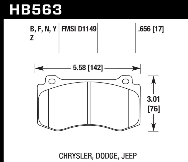 Hawk 2005-2014 Chrysler 300 C SRT8 6.1 HPS 5.0 Front Brake Pads - 0