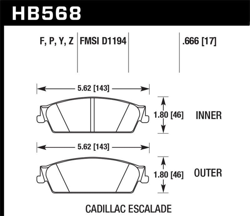 Hawk 07-08 Escalade 6.2 / 07-08 Avalanche Super Duty Rear Brake Pads - 0