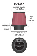 K&N Filter Universal Rubber Filter 5in Flange 6.5in Base 4.5in Top 5.5in Height-15