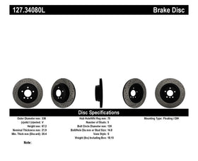 StopTech 06 BMW 330 / 07-09 BMW 335 Slotted & Drilled Left Rear Rotor - 0