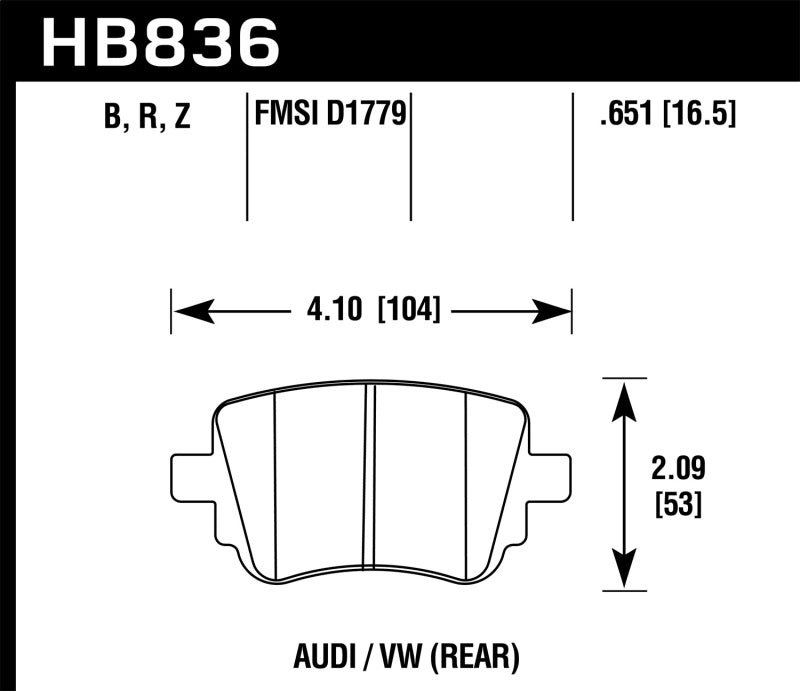 Hawk 15-17 Volkswagen Golf / 15-16 Volkswagen Golf GTI HPS 5.0 Rear Brake Pads - 0