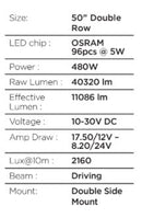 Go Rhino Universal Blackout Combo Series 50in Double Row LED Light Bar w/ Amber Lighting - Black-9