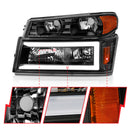 ANZO 04-12 GM Colorado/Canyon/I-Series Crystal Headlights - w/ Light Bar Black Housing 4pcs-10