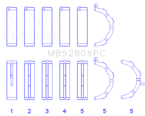 King Engine Bearings Ford 4.6L/5.4L V8 SOHC Performance Coated Main Bearing Set - Size STD