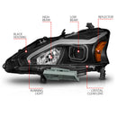 ANZO 13-15 Nissan Altima (w/o Factory HID Bulbs) Projector Headlights - w/ Light Bar Black Housing-3