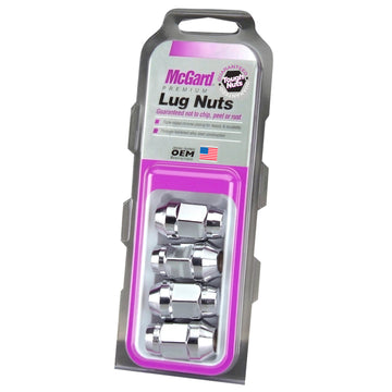 McGard Hex Lug Nut (Cone Seat Bulge Style) M12X1.5 / 3/4 Hex / 1.45in. Length (4-Pack) - Chrome - 0