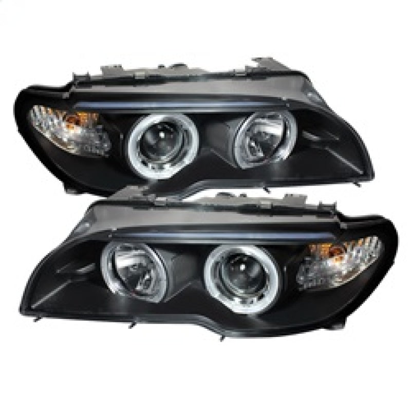 Spyder BMW E46 3-Series 04-06 2 DR Projector Halogen Model- LED Halo Blk PRO-YD-BMWE4604-2DR-HL-BK - 0