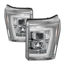 Spyder 11-16 Ford F-250/F-350 V2 Projector Headlights - Light Bar DRL - Chrome PRO-YD-FS11V2-LB-C-1
