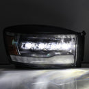 AlphaRex 06-08 Dodge Ram 1500HD NOVA LED ProjHeadlights Plank Style Blk w/Seq Signal/DRL/Amber LED-7