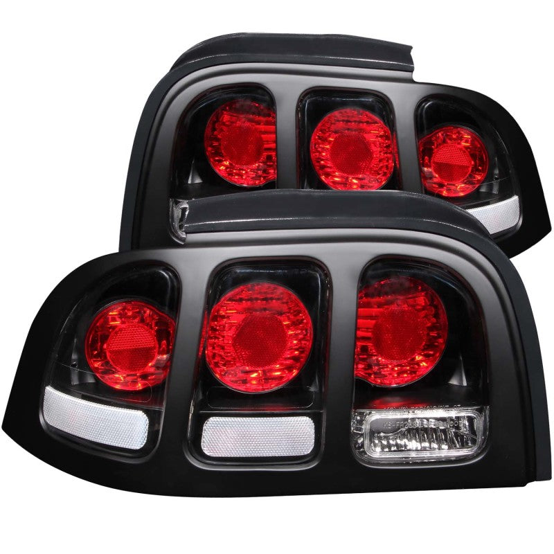 ANZO 1994-1998 Ford Mustang Taillights Black - 0