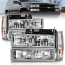 ANZO 88-98 Chevrolet C1500 Crystal Headlights Chrome w/ Signal and Side Marker Lights-1
