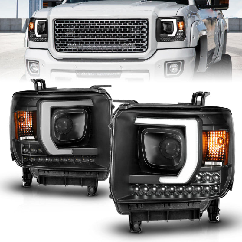 ANZO 2014-2015 Gmc Sierra 1500HD Projector Plank Style Headlight Black W/ Drl - 0