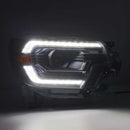 AlphaRex 12-15 Toyota Tacoma LUXX LED Projector Headlights Plank Style Alpha Black w/DRL-4