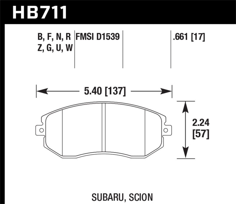 Hawk 13 Subaru BRZ / 13 Scion FR-S Perf. Ceramic Front Street Brake Pads - 0