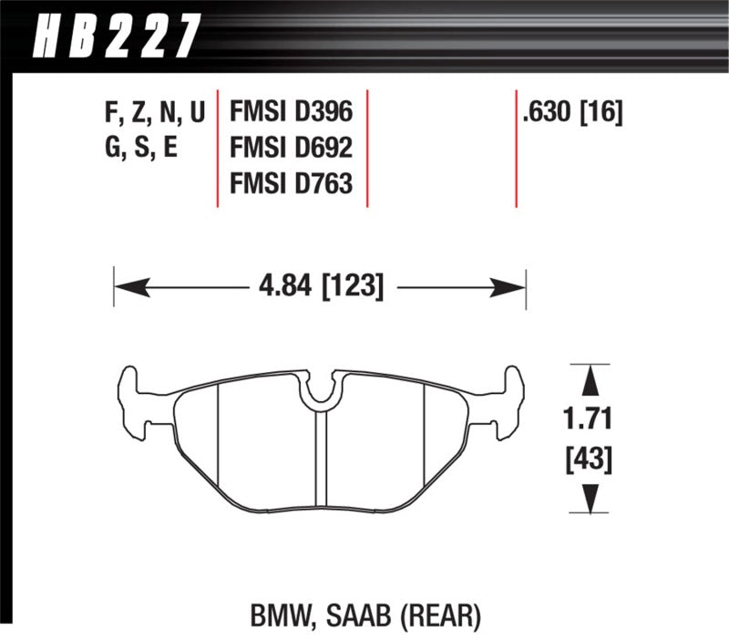 Hawk 1992-1998 BMW 318i HPS 5.0 Rear Brake Pads - 0