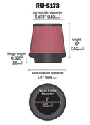 K&N Universal Clamp-On Air Filter 6in FLG / 7-1/2in B / 5-7/8in T / 6in H-10