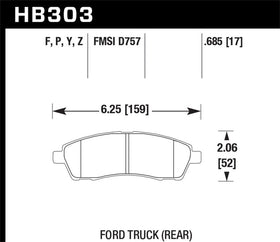 Hawk 99-05 Cadillac Excursion / 99-04 Ford F-250/F-350 Super Duty Pickup Rear LTS Street Brake Pads - 0