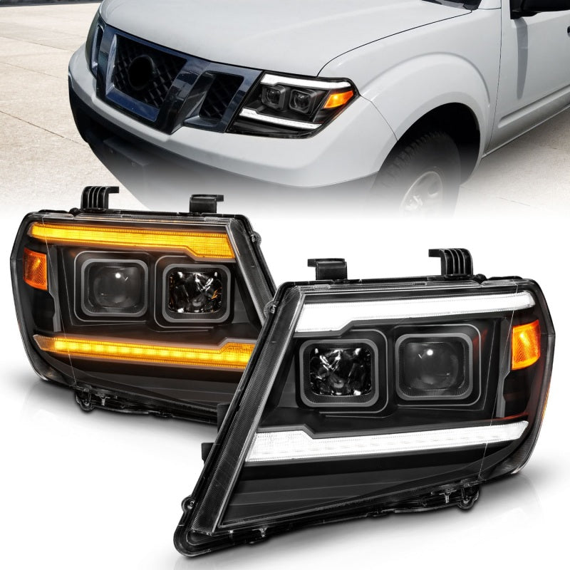 ANZO 09-20 Nissan Frontier Black Projector Plank Style DRL w/ Switchback & Sequential LED DRL - 0