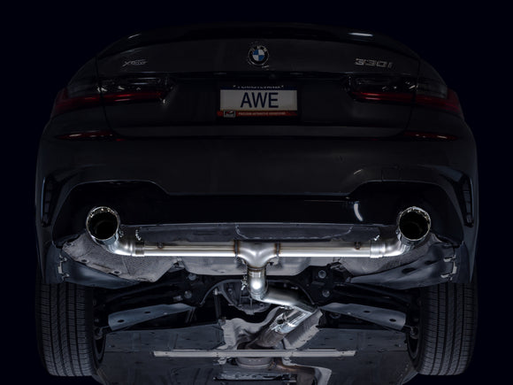 AWE Tuning 19-23 BMW 330i / 21-23 BMW 430i Base G2X Track Edition Axle-Back Exhaust - Chrome Silver