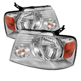 xTune Ford F150 04-08 Amber Crystal Headlights Chrome HD-JH-FF15004-AM-C - 0