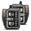 AlphaRex 08-10 Ford F250-550 LUXX-Series LED Projector Headlights Black w/Activ Light/Seq Signal-1