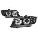 Spyder 09-12 BMW E90 3-Series 4DR Projector Headlights Halogen - LED - Black - PRO-YD-BMWE9009-BK-1